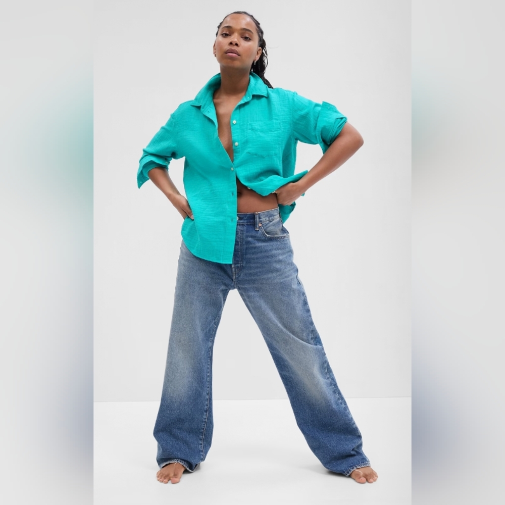 NWT Gap Big Shirt in Crinkle Gauze